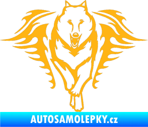 Samolepka Animal flames 039 pravá  vlk světle oranžová
