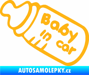 Samolepka Baby in car 001 lahvička na mlíčko světle oranžová