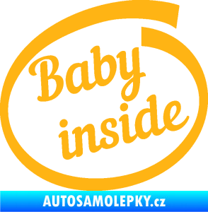 Samolepka Baby inside dítě v autě nápis světle oranžová