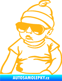 Samolepka Baby on board 003 levá miminko s brýlemi světle oranžová