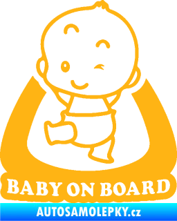 Samolepka Baby on board 011 levá s nápisem světle oranžová