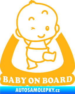 Samolepka Baby on board 011 pravá s nápisem světle oranžová