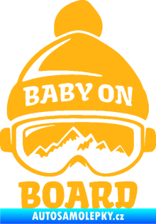 Samolepka Baby on board 012 levá na horách světle oranžová