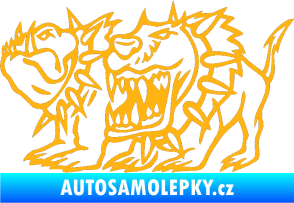 Samolepka Bad dogs levá zuřiví psi světle oranžová