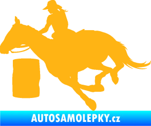 Samolepka Barrel racing 001 levá cowgirl rodeo světle oranžová