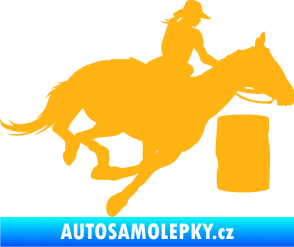 Samolepka Barrel racing 001 pravá cowgirl rodeo světle oranžová
