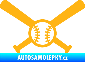 Samolepka Baseball míček a pálky světle oranžová