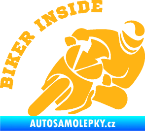 Samolepka Biker inside 002 pravá motorkář světle oranžová