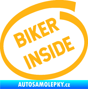 Samolepka Biker inside 005 nápis světle oranžová
