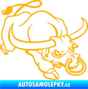 Samolepka Býk 014 pravá rozzuřený světle oranžová