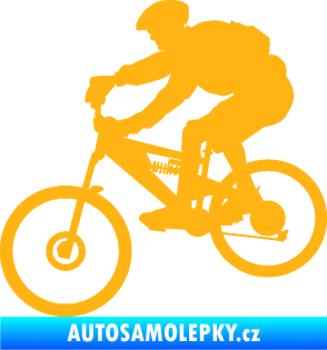 Samolepka Cyklista 009 levá horské kolo světle oranžová