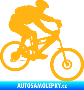 Samolepka Cyklista 009 pravá horské kolo světle oranžová