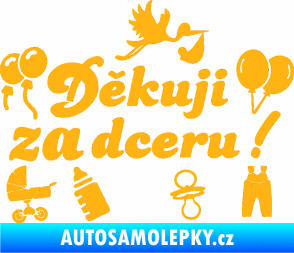 Samolepka Děkuji za dceru nápis dítě v autě světle oranžová