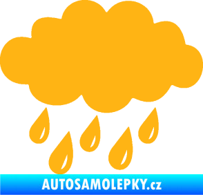 Samolepka Déšť 001 levá mrak a kapky světle oranžová