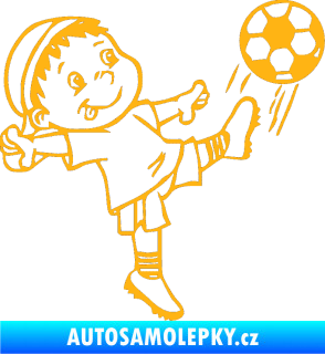 Samolepka Dítě v autě 022 pravá fotbalista světle oranžová