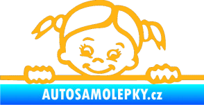 Samolepka Dítě v autě 030 levá malá slečna hlavička světle oranžová