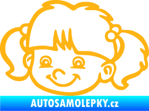 Samolepka Dítě v autě 035 levá holka hlavička světle oranžová