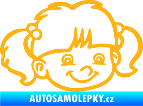 Samolepka Dítě v autě 035 pravá holka hlavička světle oranžová