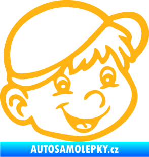 Samolepka Dítě v autě 038 pravá kluk hlavička světle oranžová