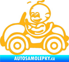 Samolepka Dítě v autě 041 levá chlapeček v autíčku světle oranžová