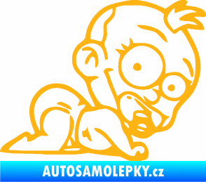 Samolepka Dítě v autě 067 pravá lezoucí miminko světle oranžová