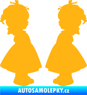 Samolepka Dítě v autě 072 dvě holčičky sourozenci světle oranžová