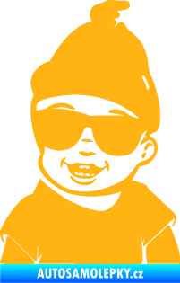 Samolepka Dítě v autě 081 levá chlapeček v brýlích světle oranžová
