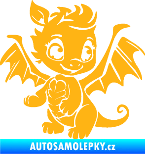 Samolepka Dragon 054 pravá roztomilý dráček světle oranžová