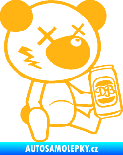 Samolepka Drunk bear 002 pravá medvěd s plechovkou světle oranžová