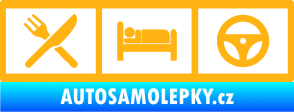 Samolepka Eat, sleep, drive 002 symboly jím, spím, řídím světle oranžová