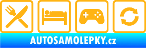 Samolepka Eat sleep game repeat hrát počítačové hry světle oranžová