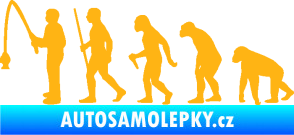 Samolepka Evoluce 005 rybář levá světle oranžová