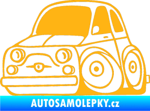 Samolepka Fiat 500 karikatura levá světle oranžová