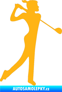 Samolepka Golfistka 016 pravá světle oranžová