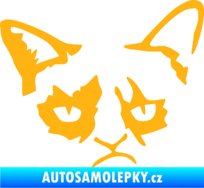 Samolepka Grumpy cat 001 pravá světle oranžová