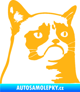 Samolepka Grumpy cat 002 pravá světle oranžová