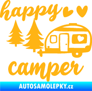 Samolepka Happy camper levá cestování světle oranžová
