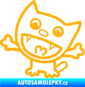 Samolepka Happy cat 001 levá světle oranžová
