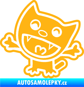 Samolepka Happy cat 002 levá šťastná kočka světle oranžová