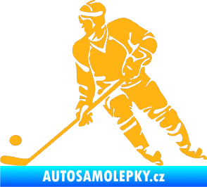 Samolepka Hokejista 027 levá světle oranžová