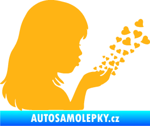 Samolepka Holčička se srdíčky pravá světle oranžová