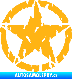 Samolepka Hvězda Army 010 potrhaná světle oranžová