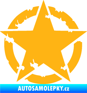 Samolepka Hvězda US Army 003 narušená světle oranžová
