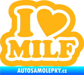 Samolepka I love milf 003 nápis světle oranžová