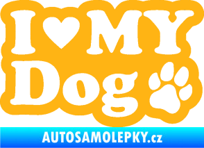 Samolepka I love my dog 002 světle oranžová