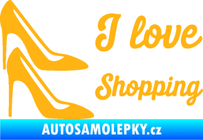 Samolepka I love shopping nápis  světle oranžová