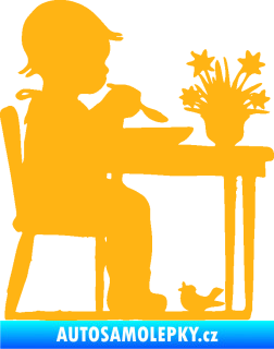 Samolepka Interiér 001 levá dítě u stolečku světle oranžová