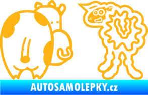 Samolepka JDM kravička a ovečka 001 levá světle oranžová