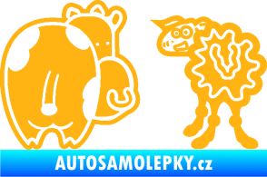 Samolepka JDM kravička a ovečka 002 levá světle oranžová