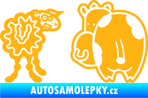 Samolepka JDM kravička a ovečka 002 pravá světle oranžová